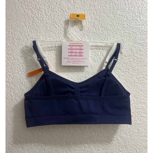 Girls Maidenform 2-pk White Rainbow Navy Seamless Ruched Cropped Bras Size Mediu - Picture 4 of 4